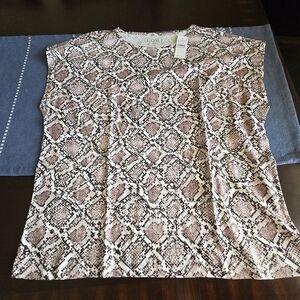LOFT Snake Print Women's Top - Brown and Cream